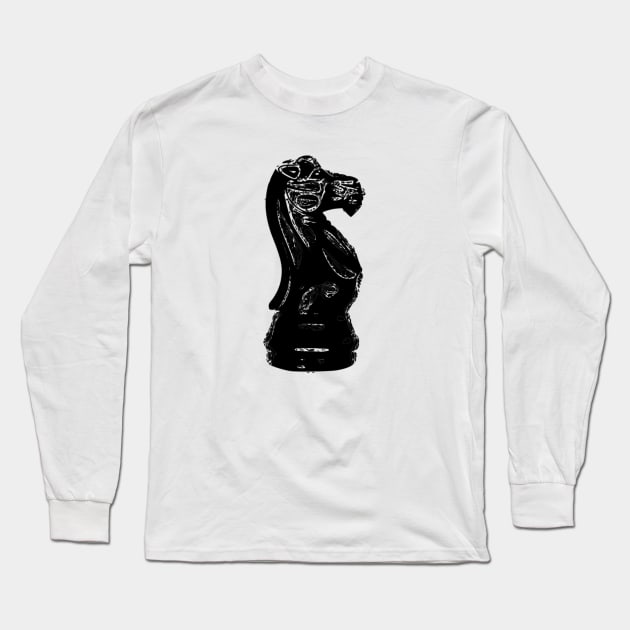 Chess knight design Long Sleeve T-Shirt by artbyluko